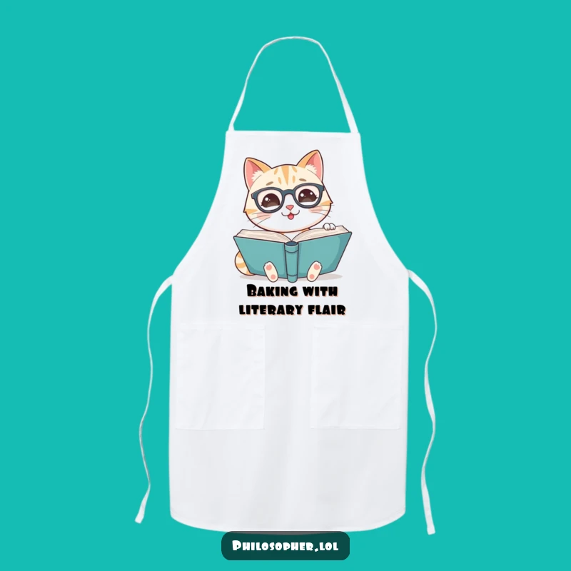 Funny Cat Scholar Apron - Cook with Wisdom, Perfect Gift!