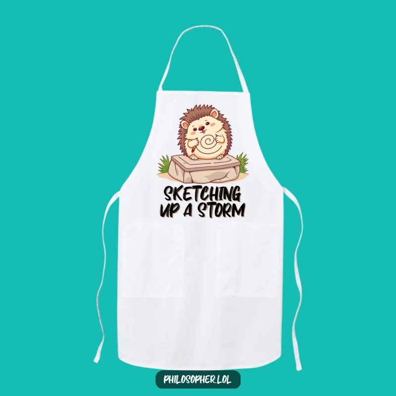 Funny Hedgehog Art Apron: Create with a Wobbling Artist, Chef's Funny Gift