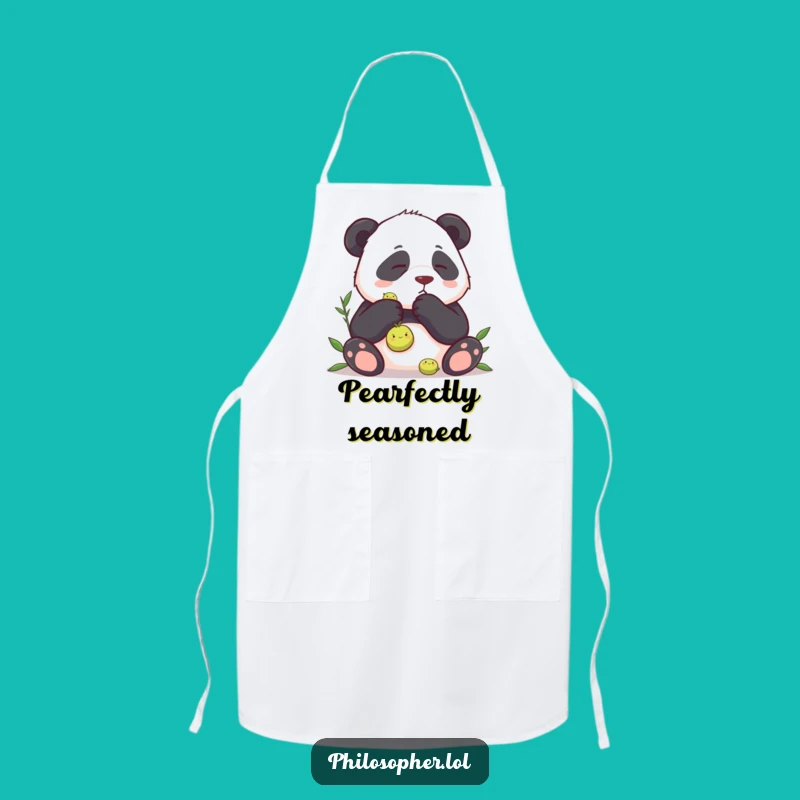 Funny Panda Pea Contemplation Apron: Cook with Comedic Intent