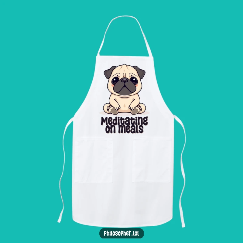 Funny Pug Meditation Apron: Serene Aum Pug Chef Gift