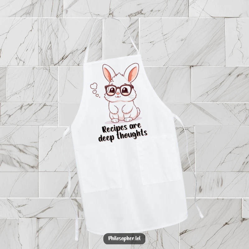 Funny rabbit with glasses, kitchen apron, intellectual cooking accessory, ideal funny gift for chefs.