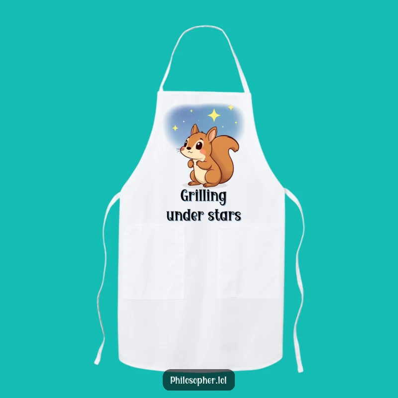 Funny Determined Squirrel Apron: Starry Sky Kitchen Fun