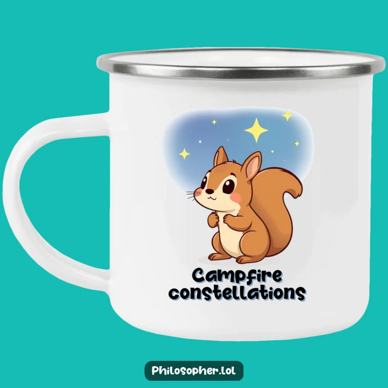 Funny Determined Squirrel Camping Mug: Starry Sky Adventure Cup