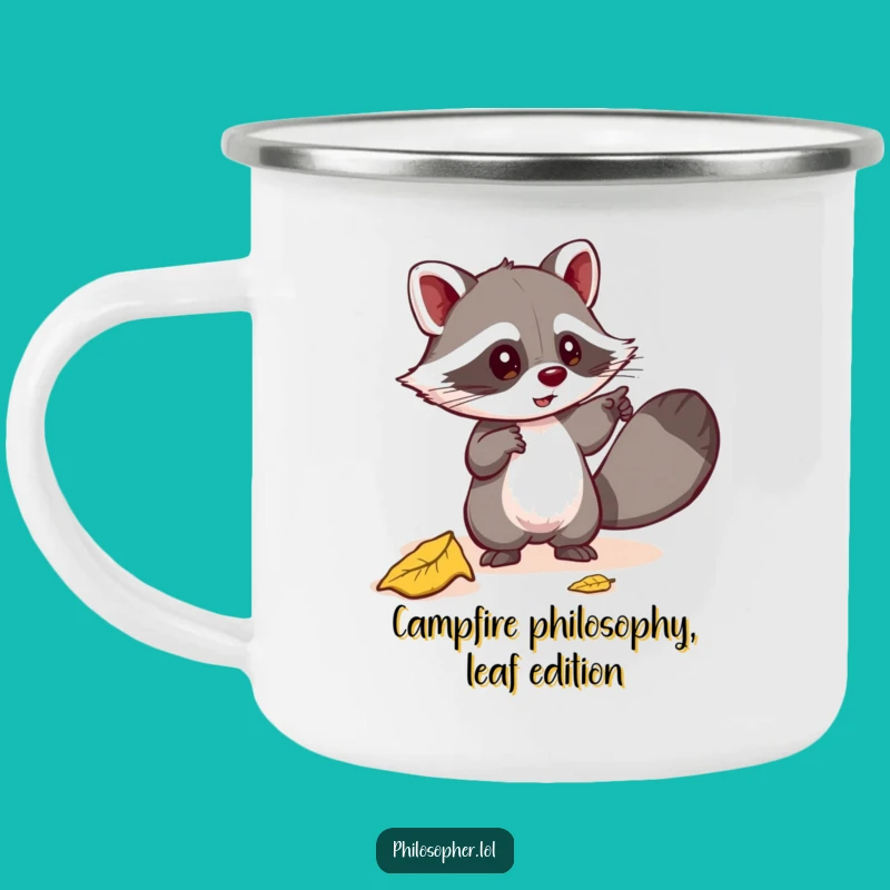 Durable Funny Raccoon Leaf Camping Mug - Explore Nature's Mysteries