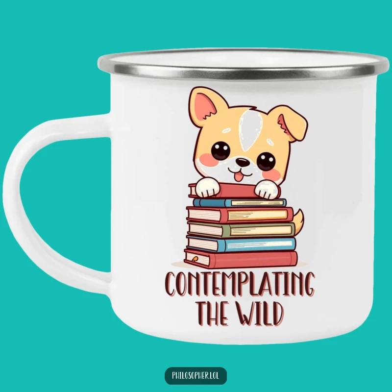 Funny Dog Philosophy Books Camping Mug: Adventure with Intellectual Chuckles
