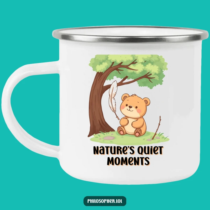 Funny Bear Pondering Camping Mug: Sip and Reflect in Nature