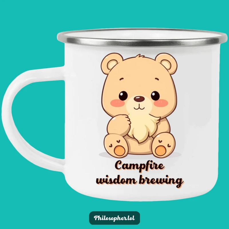 Funny Bear Stroking Beard Camping Mug: Contemplate Nature Outdoors