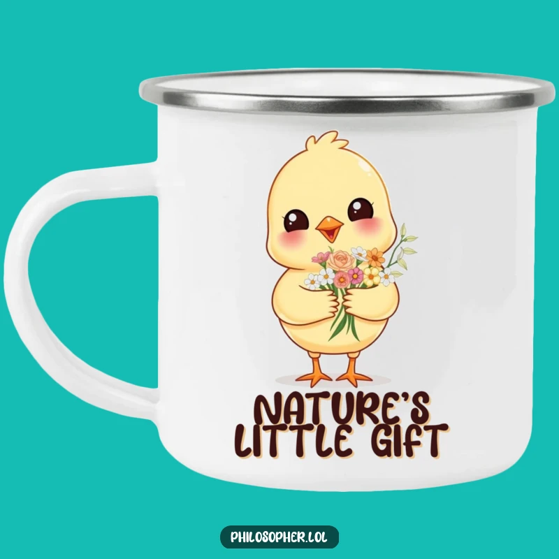Funny Cheerful Chick Camping Mug - Outdoor Joy for Nature Lovers