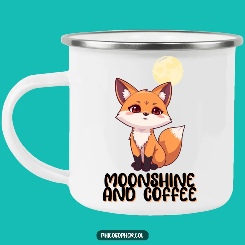 Funny Contemplating Fox Moon Camping Mug: Night Sky Sips with Humor