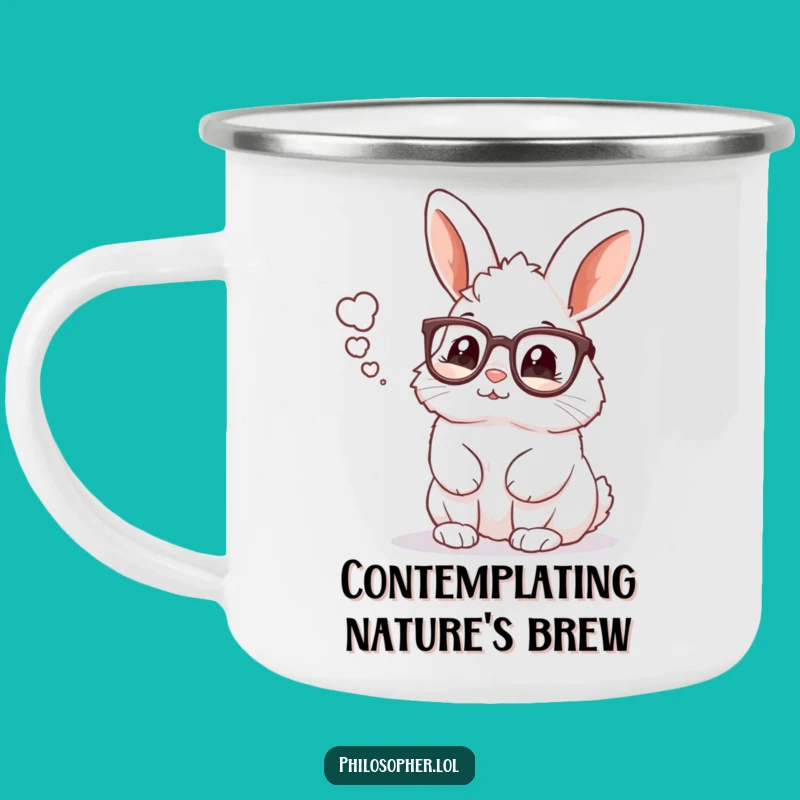 Funny Rabbit Reading Glasses Camping Mug: Sip and Ponder Outdoors