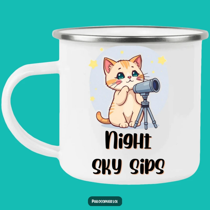 Funny Cat Telescope Camping Mug - Durable & Hilarious Outdoor Gift