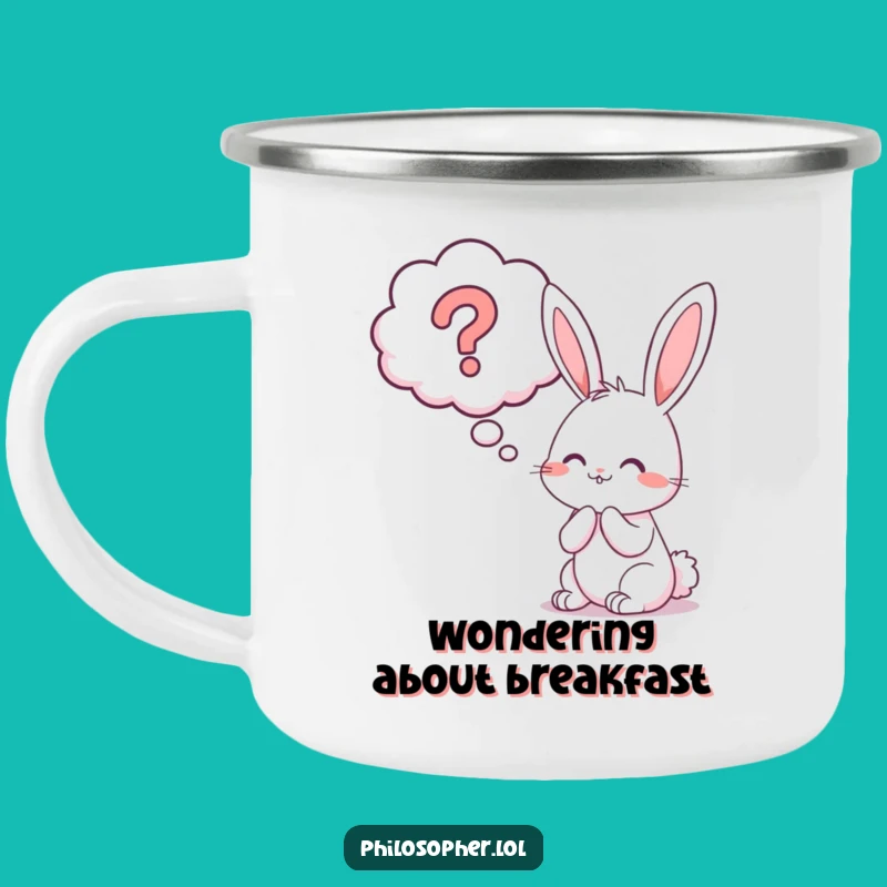 Funny Bunny Question Mark Camping Mug: Ponder Under the Stars