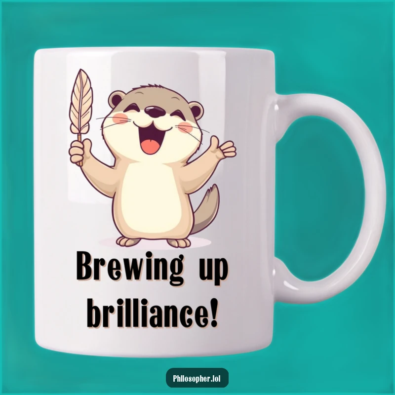 Funny Cheerful Otter Quill Mug: Perfect Gift for Creative Storytellers