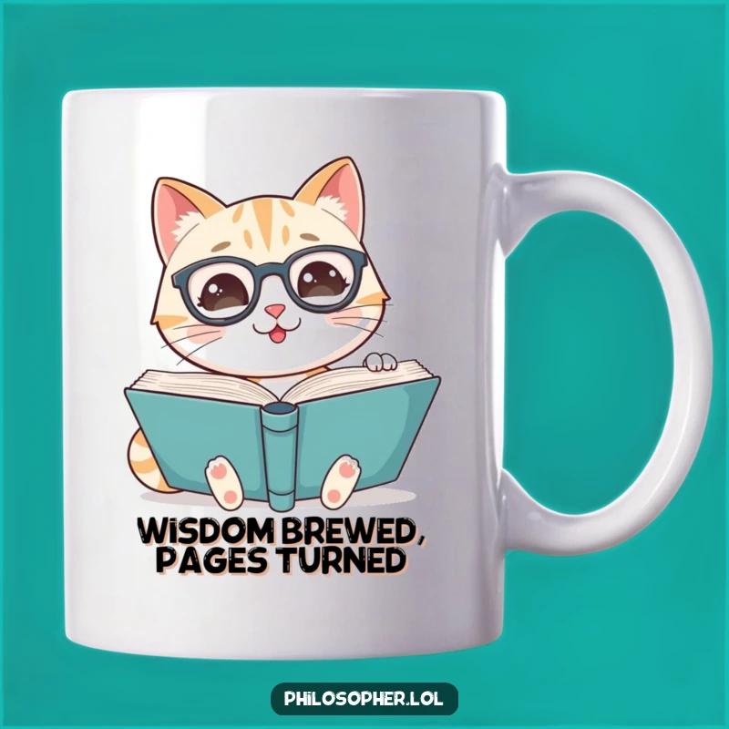 Funny Cat Scholar Mug - Spectacled Reader, Perfect Gift!