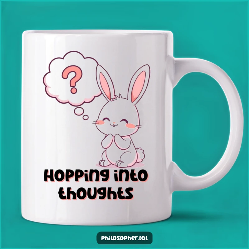 Funny Bunny Question Mark Mug: Pondering Thoughts Gift for Thinkers