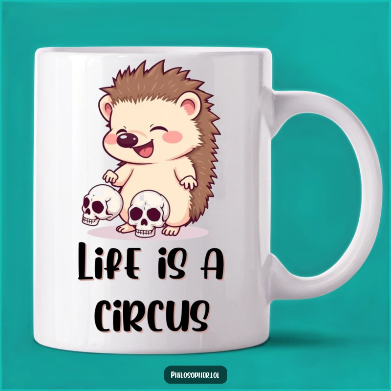Funny Giggling Hedgehog Skull Mug: Dark Humor Gift for the Quirky
