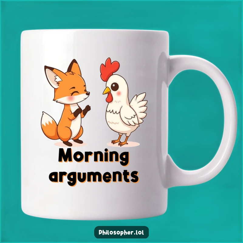 Funny Fox Rubber Chicken Debate Mug - Hilarious Gift for Comedians, Odd Couple