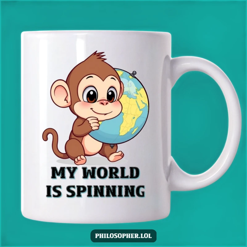 Funny Monkey Globe Explorer Mug: Perfect Silly Gift for Curious Minds