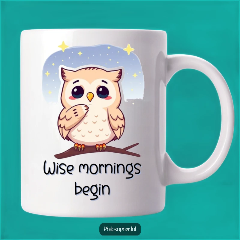 Funny Wise Owl Mug: Stargazing Owl Contemplating, Perfect Thoughtful Gift