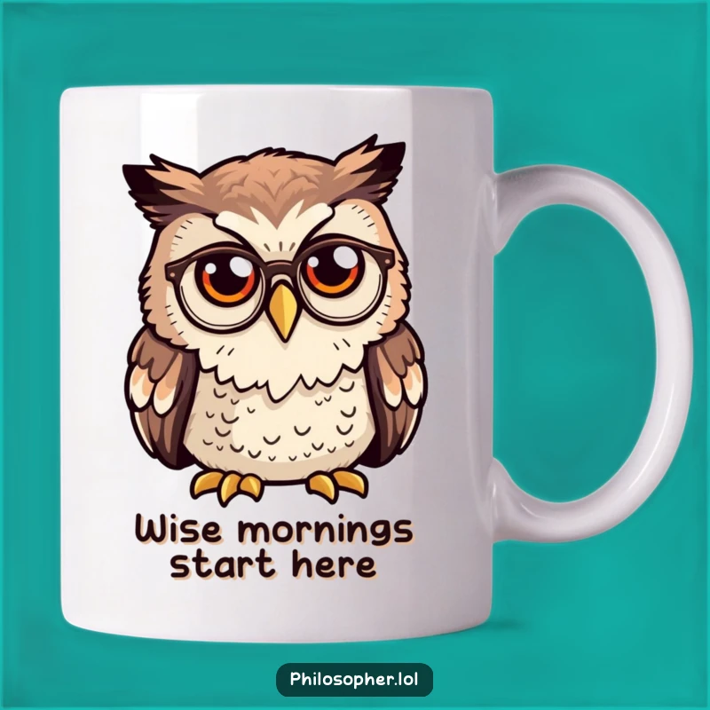 Funny Owl Spectacles Mug: Curious Owl Deep in Thought, Perfect Funny Gift for Readers
