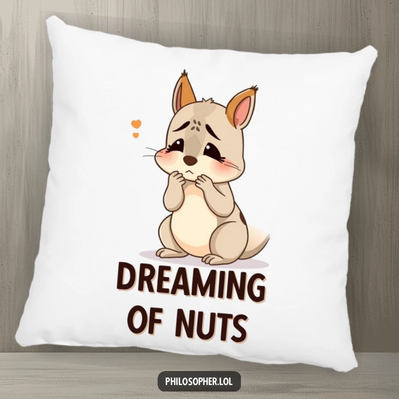 Funny confused squirrel pillow: a soft cushion with a squirrel scratching its head, symbolizing relatable confusion and comfort.