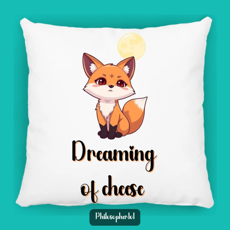 Funny Contemplating Fox Moon Pillow: Cozy Comfort for Deep Thinkers