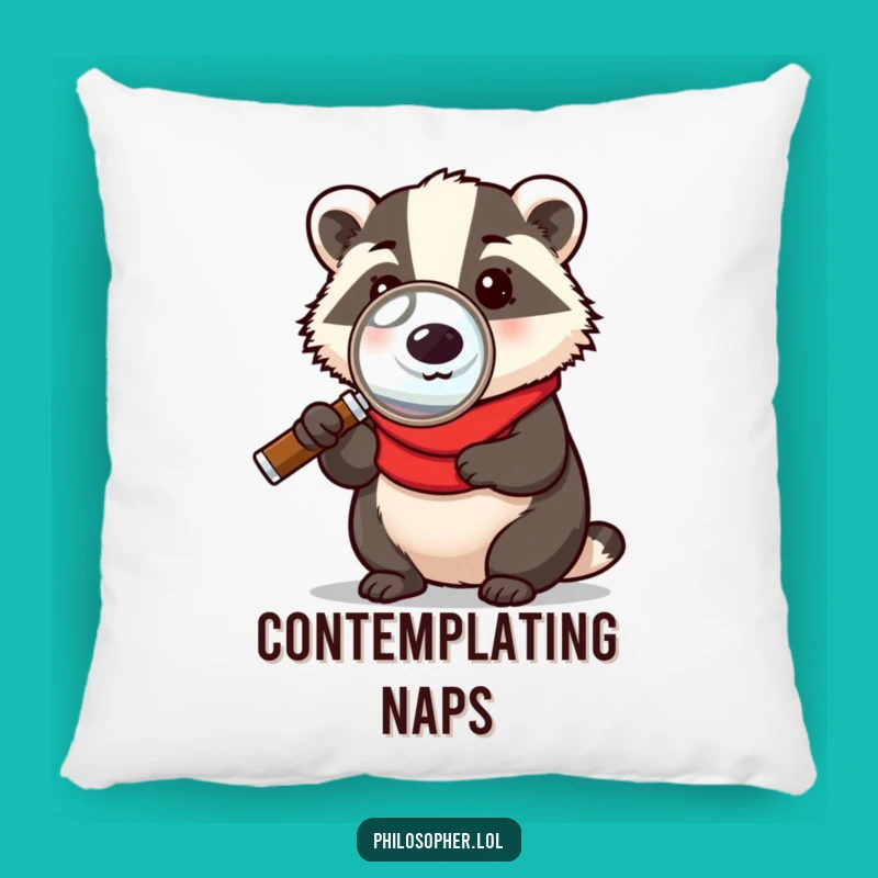 Funny Contemplative Badger Pillow - Cozy Humor Gift, Sofa Accent Cushion