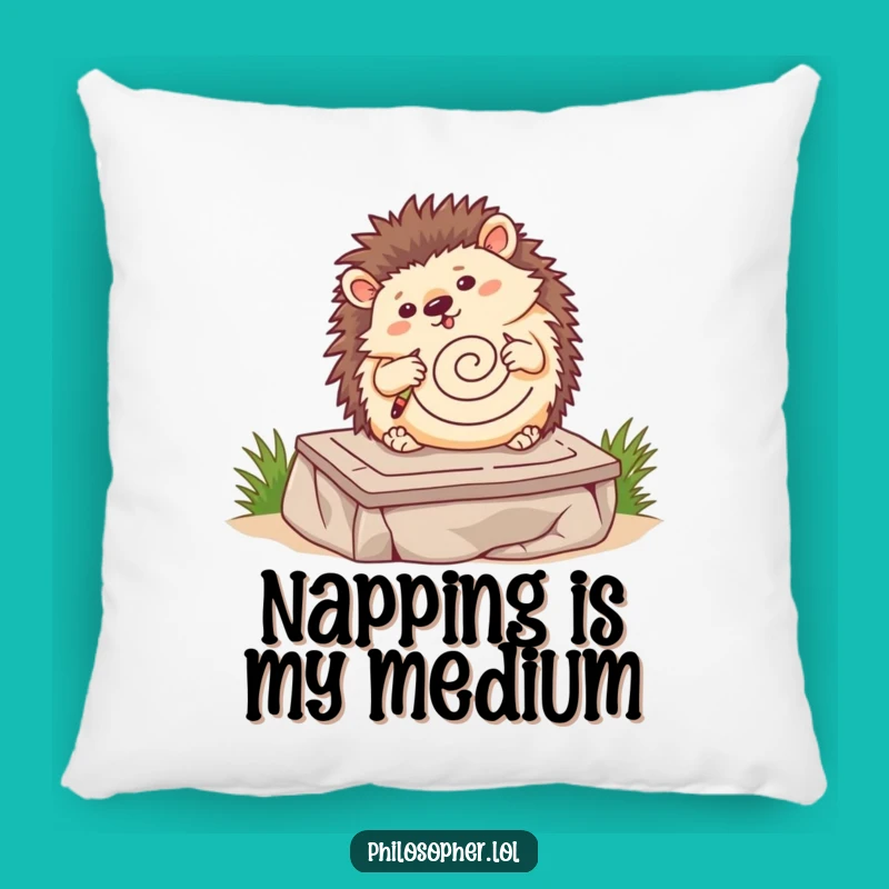 Funny Hedgehog Art Pillow: Cozy Comfort with a Wobbling Artist, Sweet Funny Gift