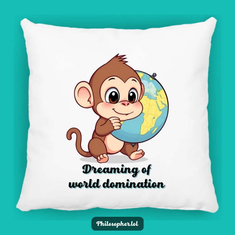 Funny Monkey Globe Pillow: Soft & Hilarious Accent for Cozy Spaces