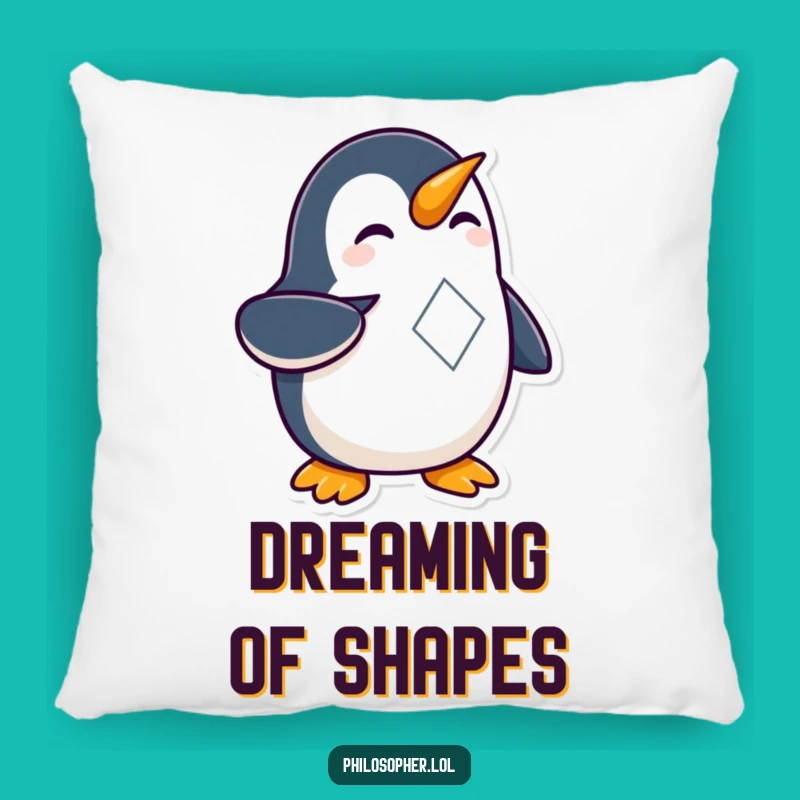 Funny Penguin Geometry Pillow: Curious Nerd Penguin Comfort