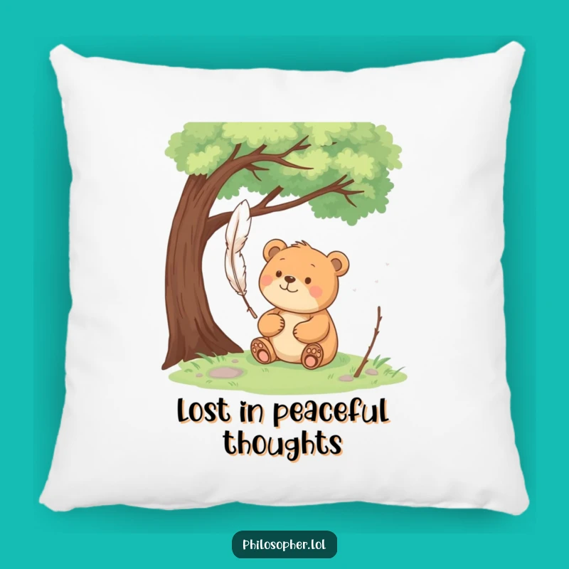 Funny Bear Pondering Pillow: Cozy Comfort for Peaceful Minds