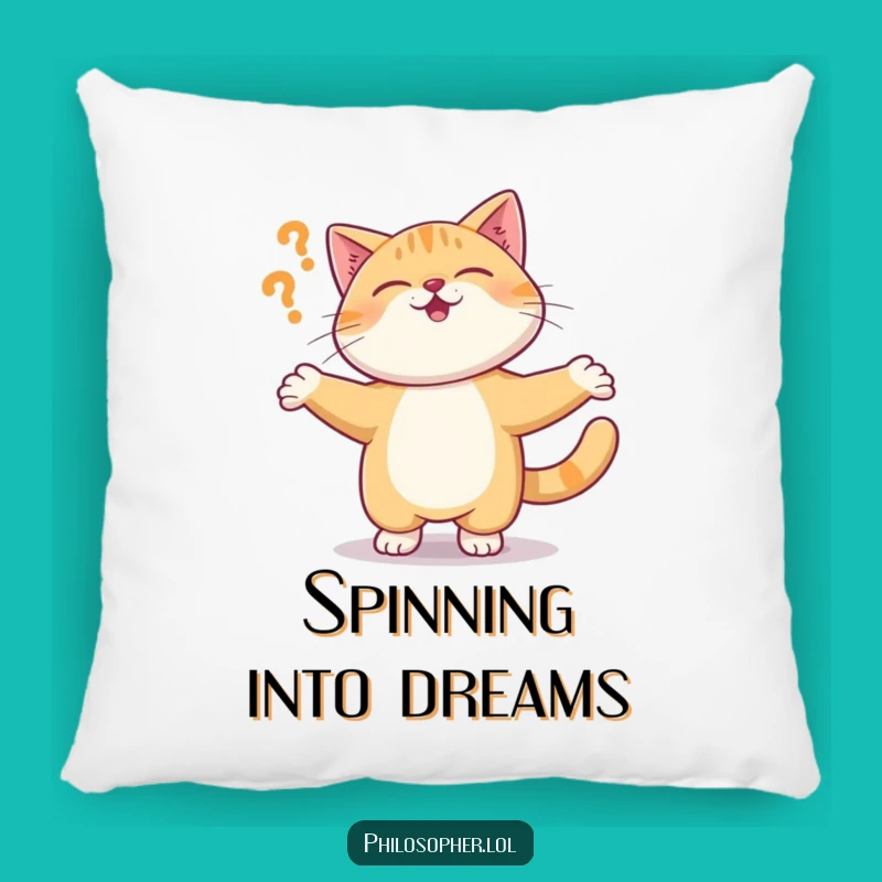 Funny Cat Pillow: Giggling Kitty Questioning Reality, Cozy Existential Comfort