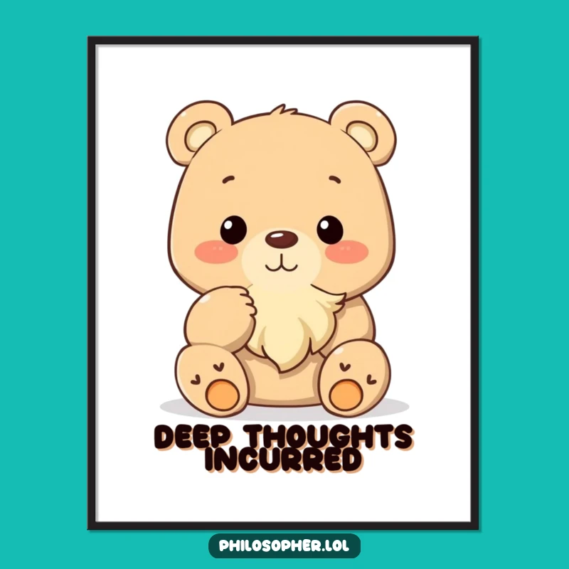 Funny Bear Stroking Beard Digital Art: Instant Wise Decor