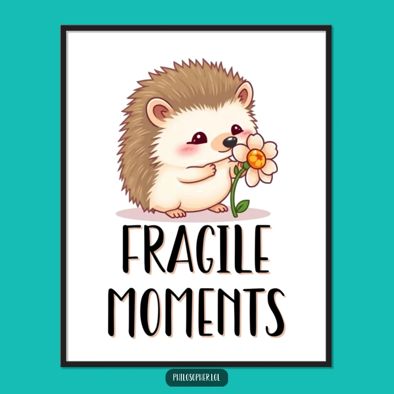 Funny Hedgehog Flower Art Print: Decorate with Gentle Charm