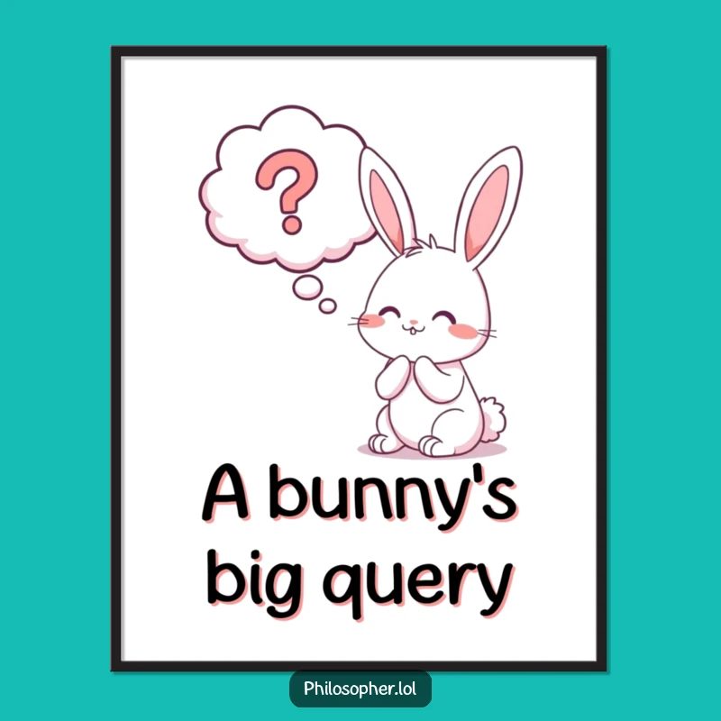 Funny Bunny Question Mark Digital Art: Whimsical Print for Thoughtful Spaces