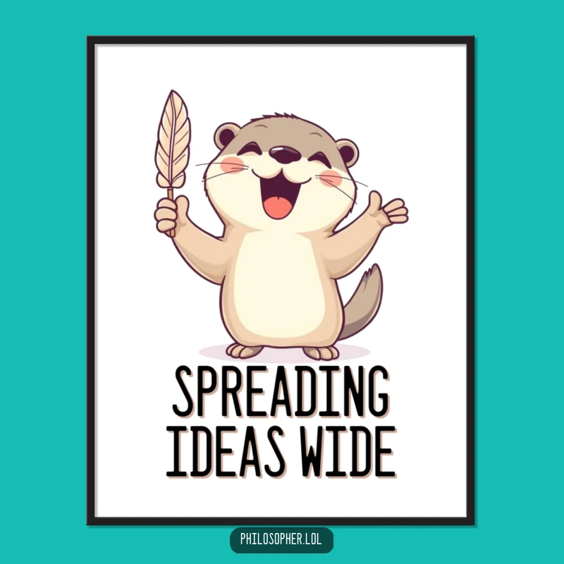 Funny Cheerful Otter Quill Digital Art: Bring Creative Energy Home