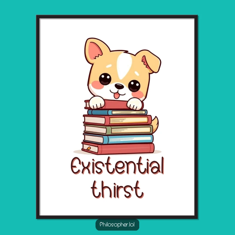 Funny Dog Philosophy Books Digital Art: Instant Intellectual Humor Download