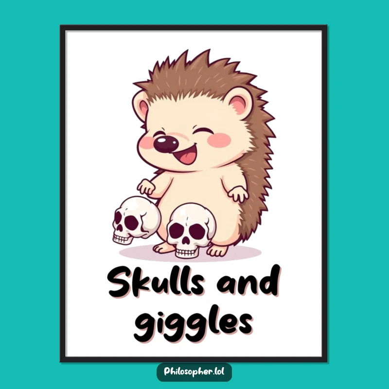 Funny Hedgehog Skull Digital Art: Instant Spooky Decor & Gift