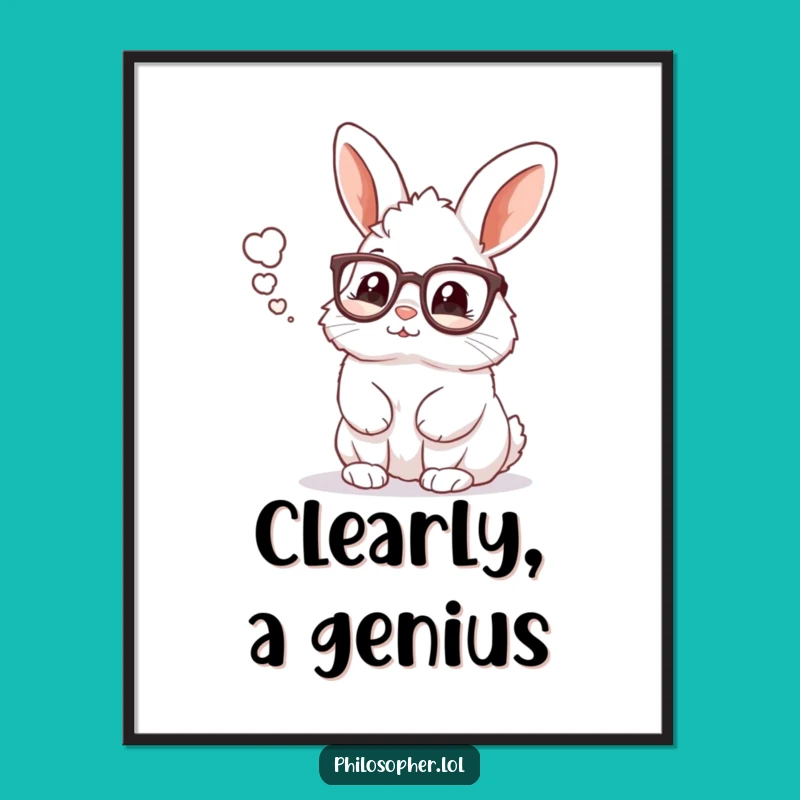 Funny Rabbit Reading Glasses Digital Art: Instant Intellectual Decor