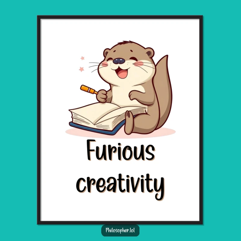 Funny Scribbling Otter Digital Art: Joyful Creative Wall Decor