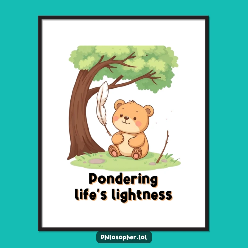 Funny Bear Pondering Digital Art: Instant Peaceful Contemplation