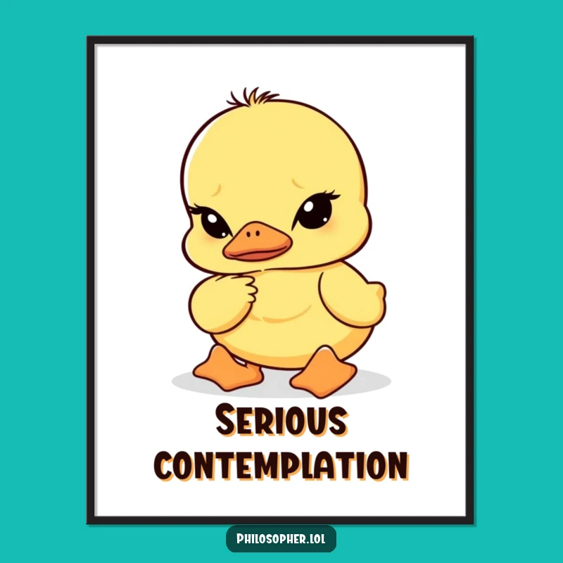 Funny Wobbly Duckling Deep Thought Digital Art: Instant Pondering for Your Walls
