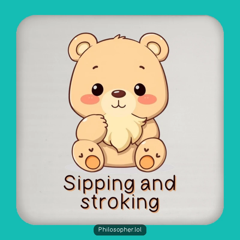 Funny Bear Stroking Beard Coaster: Protect Surfaces with Wise Style