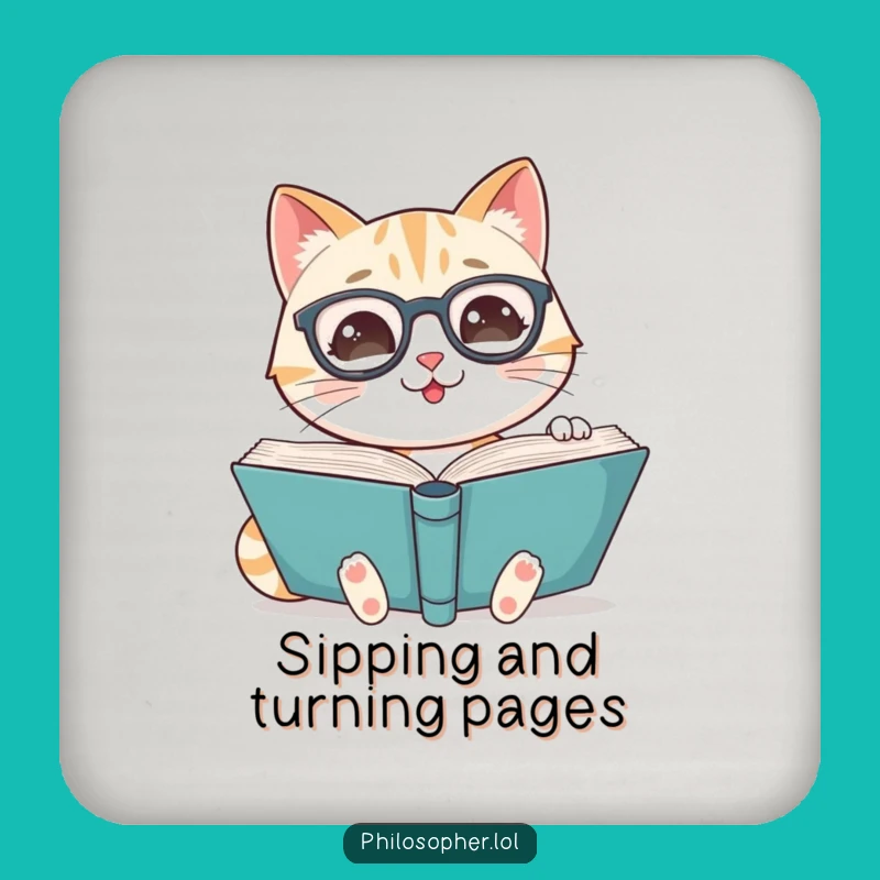 Funny Cat Scholar Coaster - Protect Surfaces with Style, Perfect Gift!