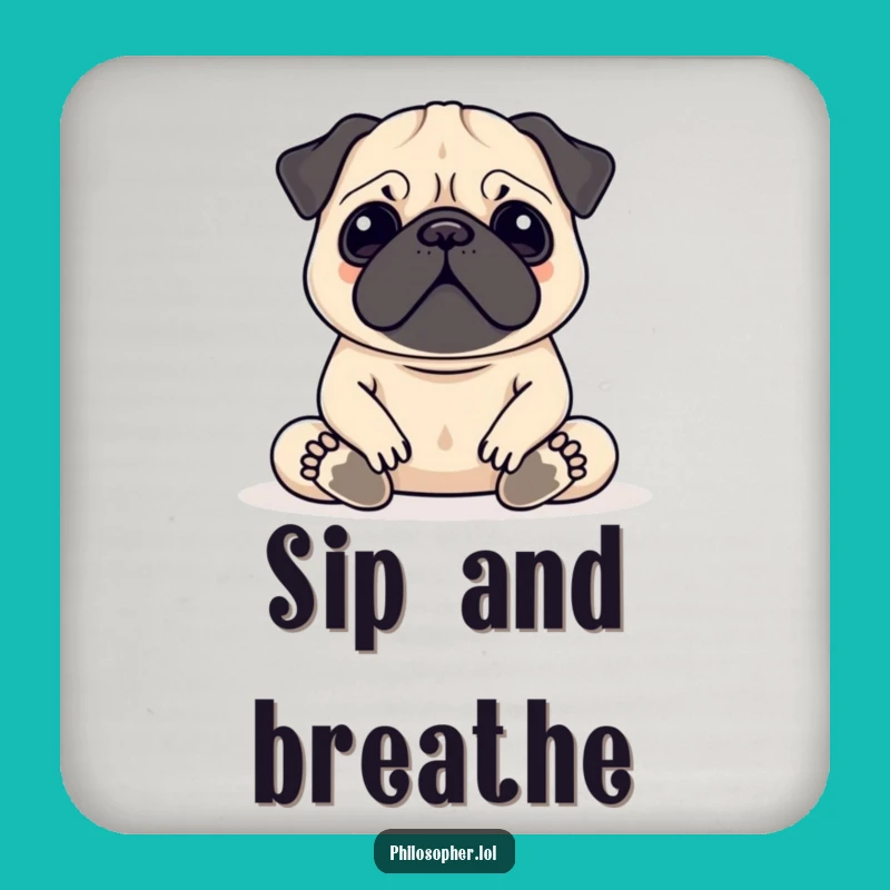 Funny Pug Meditation Coaster Set: Serene Aum Pug Home Gift