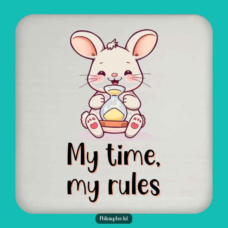 Funny Bouncing Bunny Hourglass Coaster - Protect Surfaces with Humor!