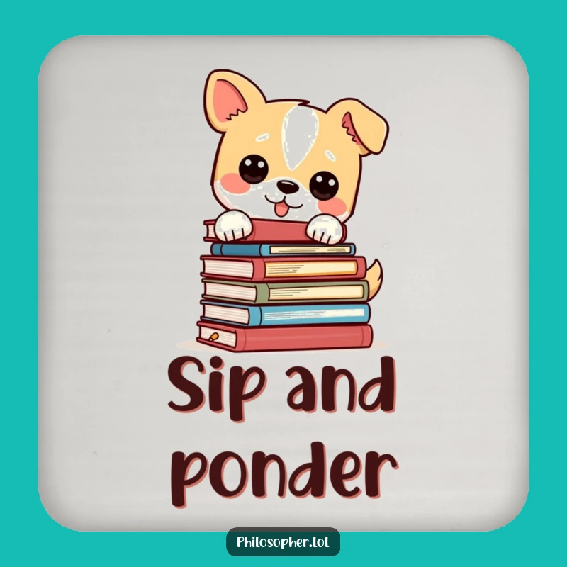 Funny Dog Philosophy Books Coaster: Protect Surfaces with Smart Humor