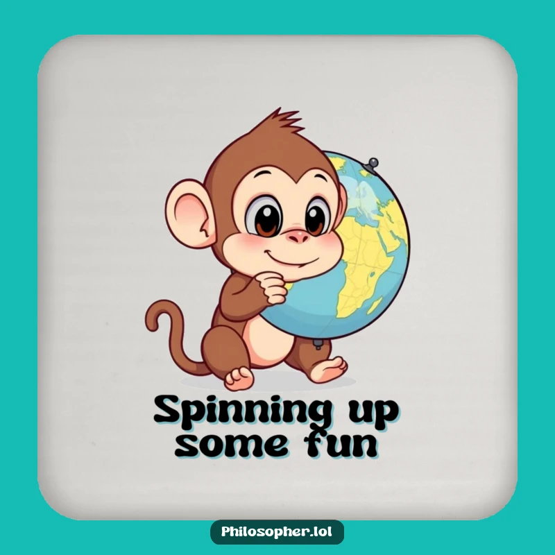 Funny Monkey Globe Coaster: Protect Surfaces with Hilarious Style