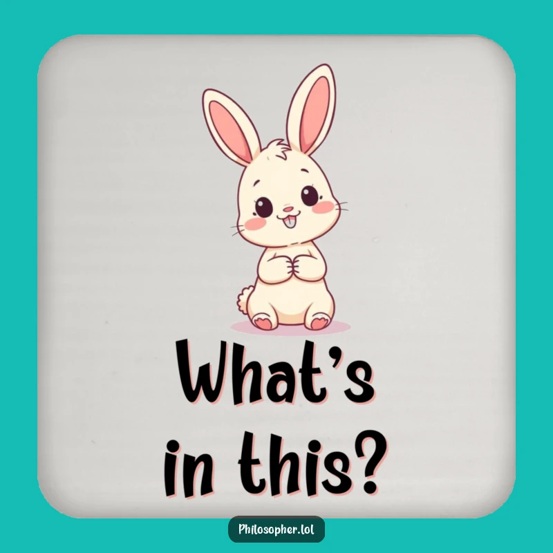 Funny Pondering Bunny Coaster: Curious Question Mark Drink Protector