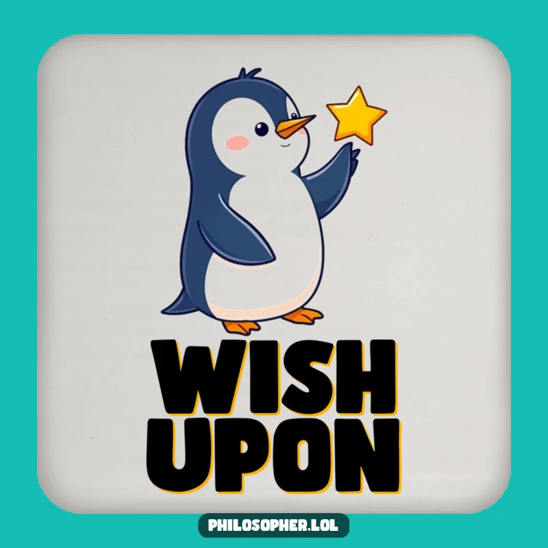 Funny Penguin Drink Coaster: Protect Your Space with Celestial Humor